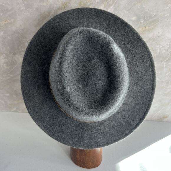 Frye Fedora Hat Women's S/M Gray Felted 100% Wool With Leather Band - Picture 4 of 14